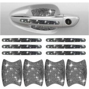Car Door Handle Protector Bling Sticker Anti-Scratch, Universal Glossy Black